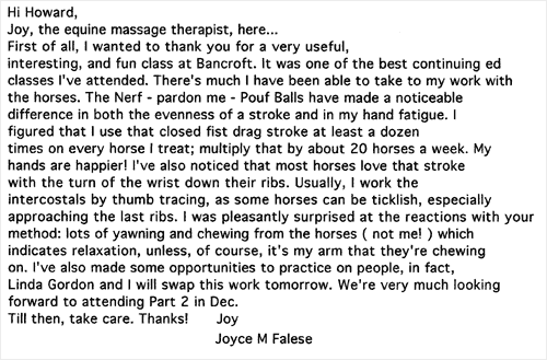 horse massage testimonial